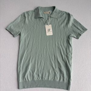 Collars & Co Maranello Polo Men S Light Green Cotton Silk Knit Ribbed Preppy NWT